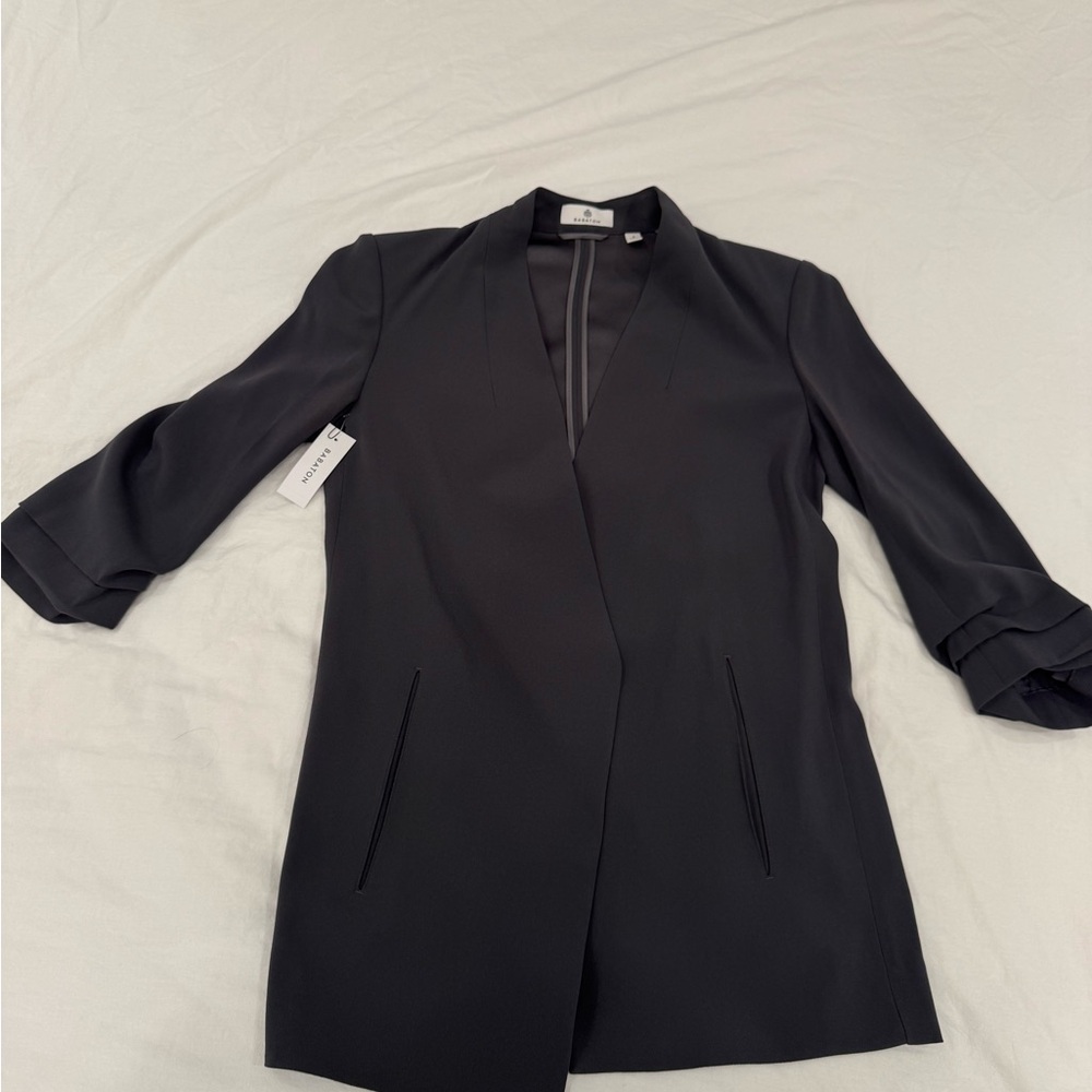 Charcoal Blazer with Rolled Sleeves